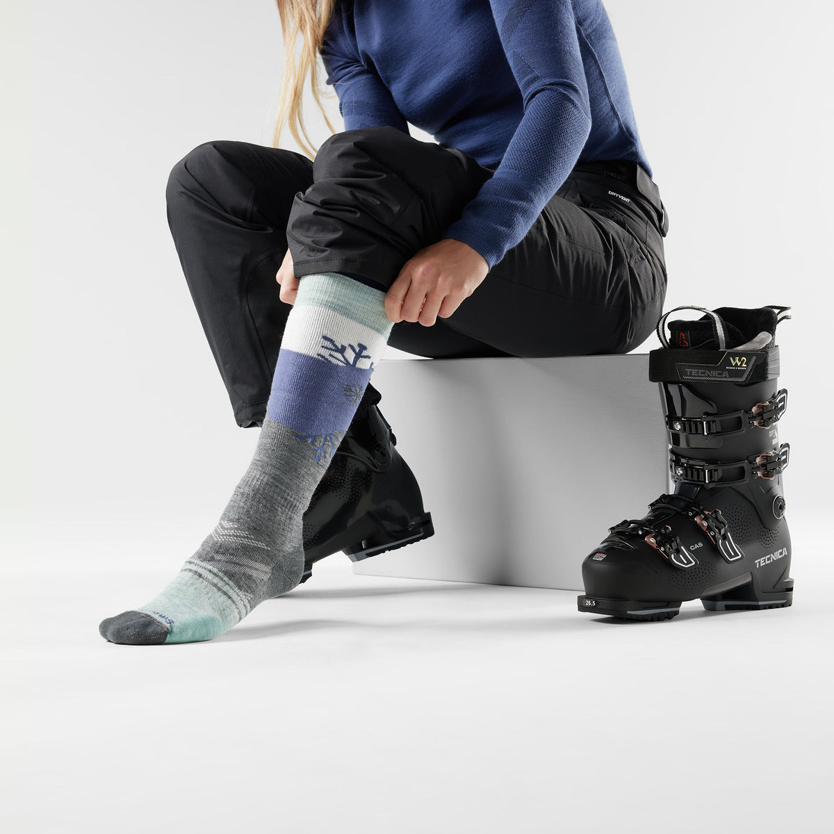 Women's Ski Snowpocalypse Pattern Over The Calf Socks