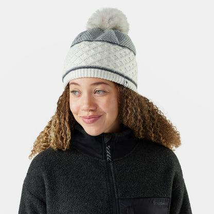 Cable Knit Colorblock Pom Beanie