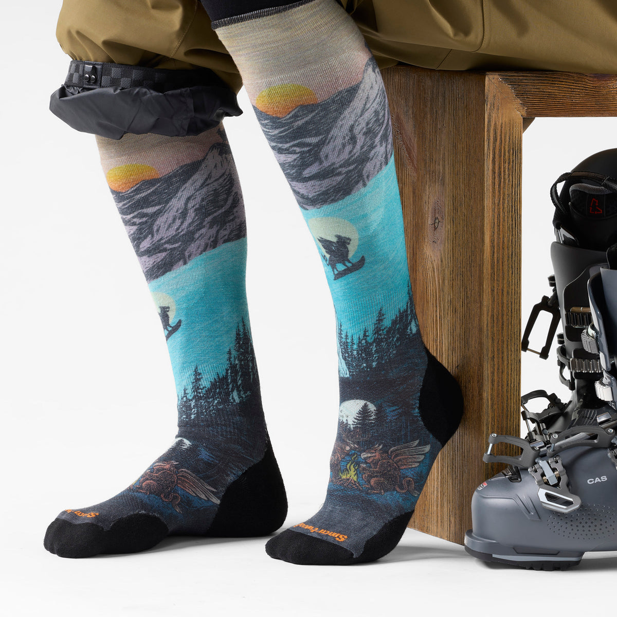 Ski Winter Phase Print Over the Calf Socks